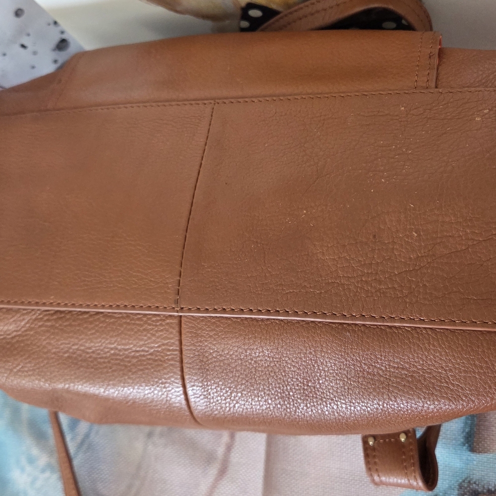 Tory Burch Brown and Orange Leather Tote Bag - Picture 10 of 16